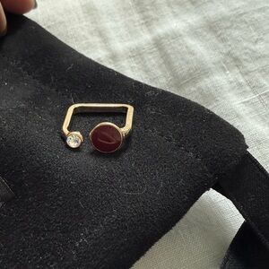 Gold and Red Geometric Ring Square irregular adjustable ring